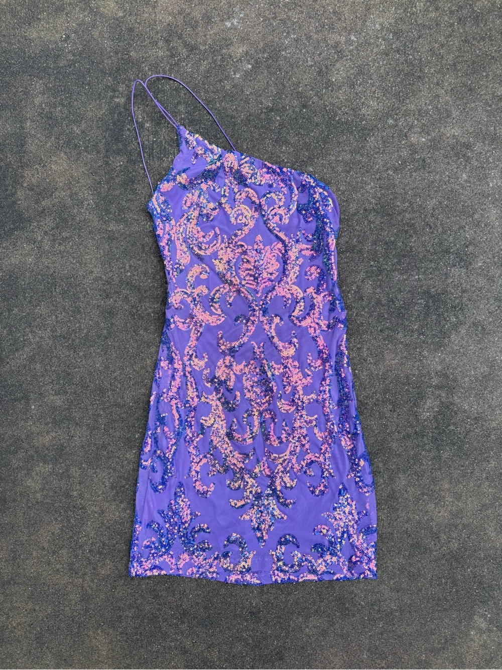 Windsor Purple One-Shoulder Sequin Small Mini